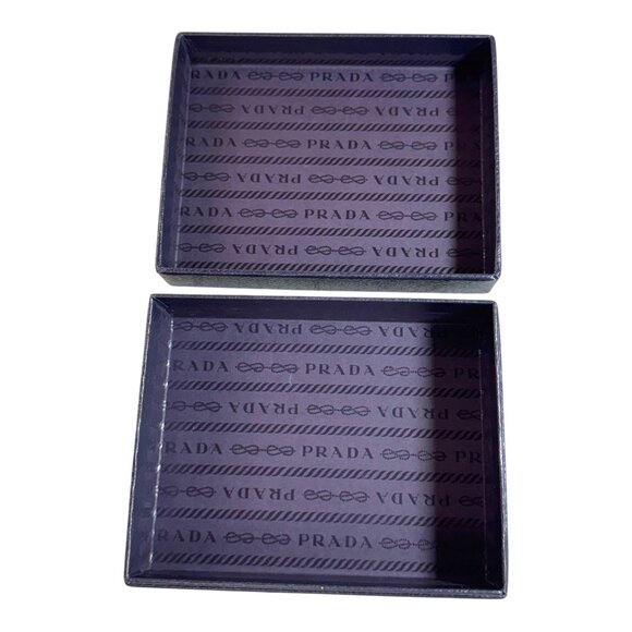 Prada Saffiano Leather Blue Gift Box EMPTY 5.5x4.5 Wallet Jewelry Authentic - Picture 7 of 10
